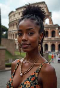 woman in Rome with the Colosseum in the background