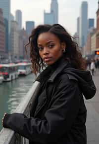 woman in New York City with Manhattan in background