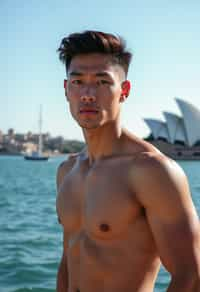 man in Sydney with the Sydney Opera House in the background