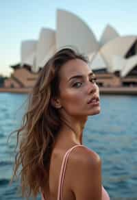 woman in Sydney with the Sydney Opera House in the background