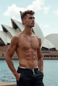 man in Sydney with the Sydney Opera House in the background