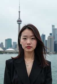 woman in Toronto with the CN Tower in the background