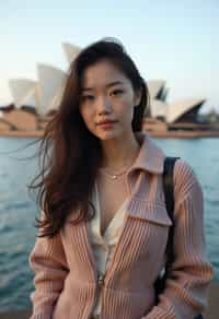 woman in Sydney with the Sydney Opera House in the background