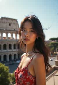 woman in Rome with the Colosseum in the background