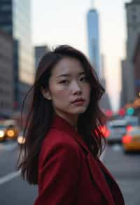 woman in New York City with Manhattan in background