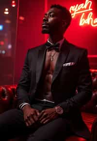 a man wearing  silk suit in night club, instagram photo, instagram,  fit body'