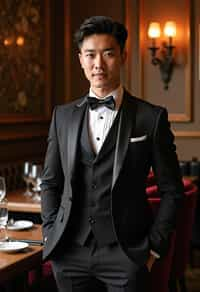 a man wearing  luxurious suit in luxury restaurant, instagram photo, instagram,  fit body