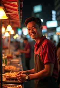 man at a pop-up food market at night, combining the love for street food with nightlife