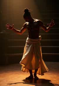 man performing a sacred dance or movement