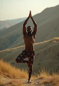 man practicing yoga in a beautiful natural setting