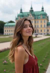 woman as digital nomad in Vienna with the Schönbrunn Palace in the background