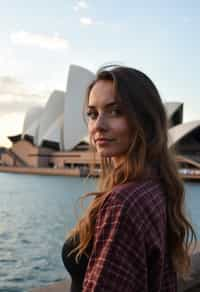 woman as digital nomad in Sydney with the Sydney Opera House in the background