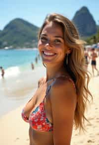 woman as digital nomad in Rio de Janeiro at Ipanema Beach