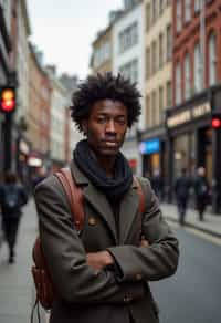 man as digital nomad in London in Soho background