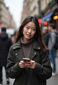 woman as digital nomad in London in Soho background