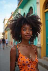 woman as digital nomad in Havana with the colorful old town in the background