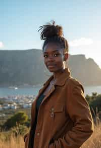 woman as digital nomad in Cape Town with the Table Mountain in the background