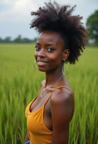 woman as digital nomad in Canggu, Bali near rice fields