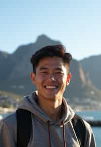 man as digital nomad in Cape Town with the Table Mountain in the background