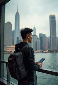 man as digital nomad in Hong Kong