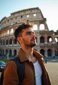 man as digital nomad in Rome with the Colosseum in the background