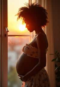 healthy pregnant woman in maternity photographs, beautiful pregnant woman, maternity photography in beautiful home. golden hour