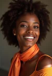 woman with a seductive smile, donned in a soft silk scarf , under warm indoor lighting