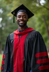 a graduate man in their academic gown