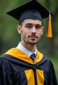 a graduate man in their academic gown