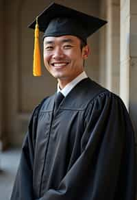 a graduate man in their academic gown