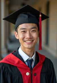 a graduate man in their academic regalia