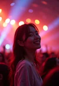 feminine woman enjoying a concert or music festival