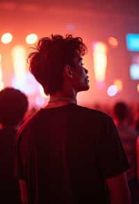 masculine  man enjoying a concert or music festival