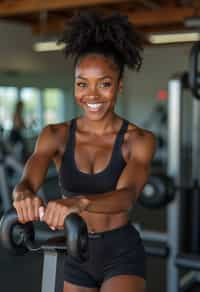 a confident  feminine woman engaging in a fitness routine