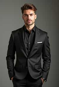 a confident masculine  man dressed in stylish attire