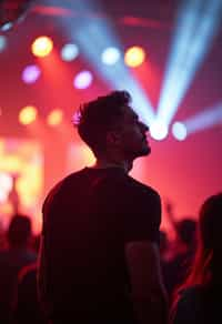 masculine  man enjoying a concert or music festival