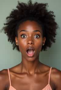 headshot of surprised shocked shock astonished startled stunned surprise woman, plain background