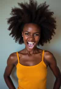 headshot of angry furious rage woman, plain background