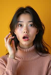 headshot of surprised shocked shock astonished startled stunned surprise woman, plain background