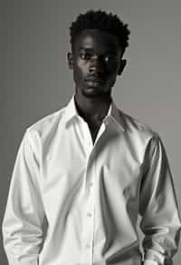 man wearing  white collar shirt in try on fashion shoot for Zara Shein H&M