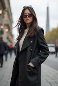 stylish and chic  woman in Buenos Aires wearing a modern street style outfit, Obelisco de Buenos Aires in the background