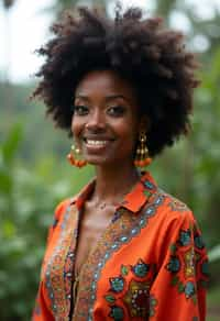 stylish and chic  woman in Bali wearing vibrant Batik clothes, Bali, Indonesia in the background