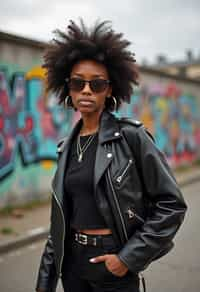 stylish and chic  woman in Berlin wearing a grunge-inspired outfit, Berlin Wall in the background