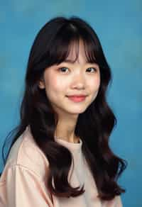 (school portrait) photo headshot of a young 18 y o woman in 1990s style, nineties style, 90s, 1990s fashion, 1990s hair, school, woman is sitting and posing for a (yearbook) picture, blue yearbook background, official school yearbook photo, woman sitting (looking straight into camera), (school shoot), (inside), blue yearbook background