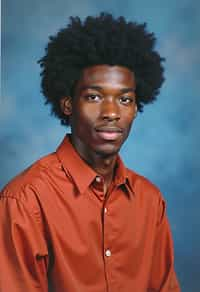 (school portrait) photo headshot of a young 18 y o man in 1990s style, nineties style, 90s, 1990s fashion, 1990s hair, school, man is sitting and posing for a (yearbook) picture, blue yearbook background, official school yearbook photo, man sitting (looking straight into camera), (school shoot), (inside), blue yearbook background