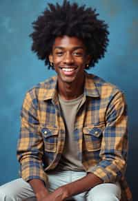 (school portrait) photo headshot of a young 18 y o man in 1990s style, nineties style, 90s, 1990s fashion, 1990s hair, school, man is sitting and posing for a (yearbook) picture, blue yearbook background, official school yearbook photo, man sitting (looking straight into camera), (school shoot), (inside), blue yearbook background