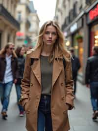 a confident  feminine woman exploring a bustling city street