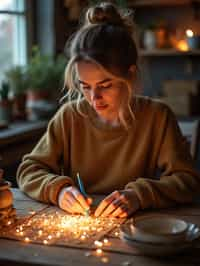 feminine woman engaging in a hobby or craft