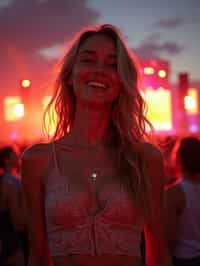 feminine woman enjoying a concert or music festival