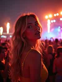 feminine woman enjoying a concert or music festival